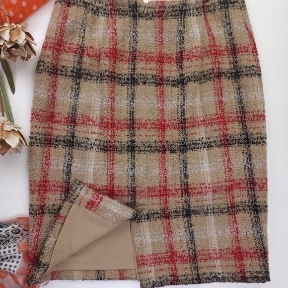 Talbots Tan Plaid Wool Blend Skirt Sz 4 - Picture 10 of 13